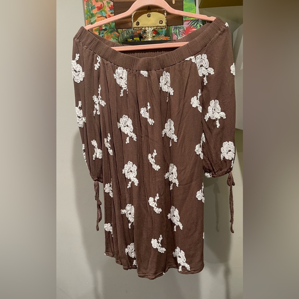 ENDLESS ROSE Brown Embroidered Mini Dress‎ - Picture 3 of 3